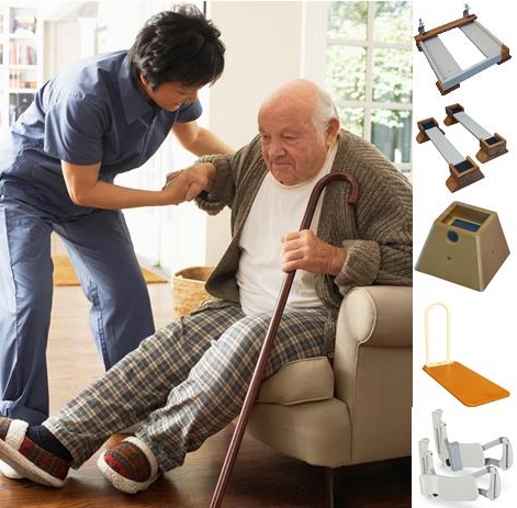 Nurse helping up elderly man